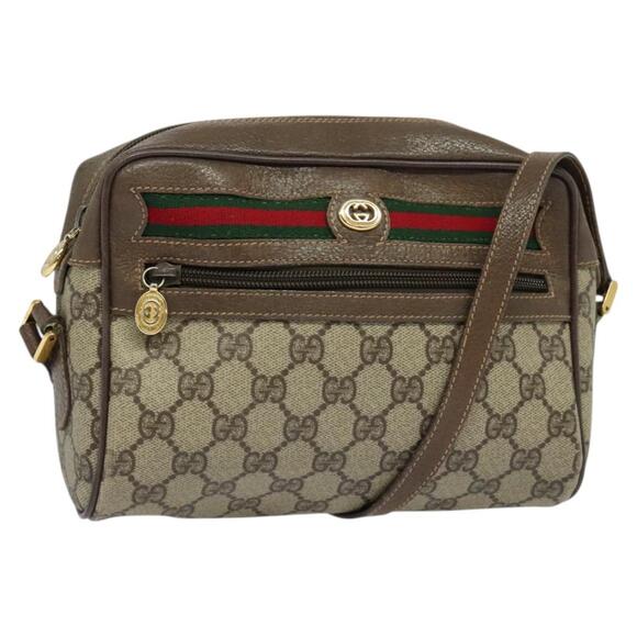 GUCCI GG Supreme Web Sherry Line Bag Pvc Beige Gold 001 115 001 115 - Picture 1 of 16